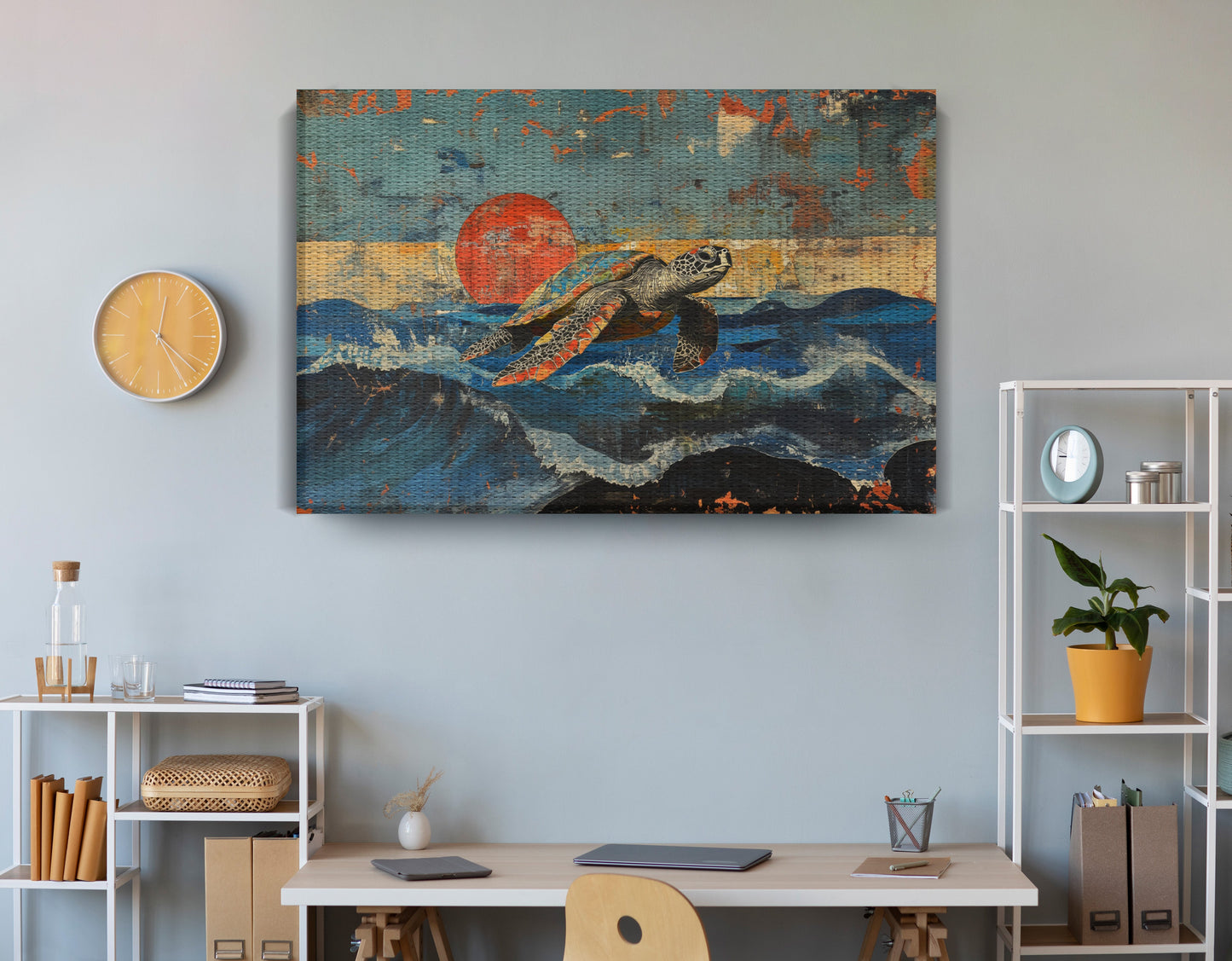 Sea Turtle Sunset Ocean Caribbean wall art view 18