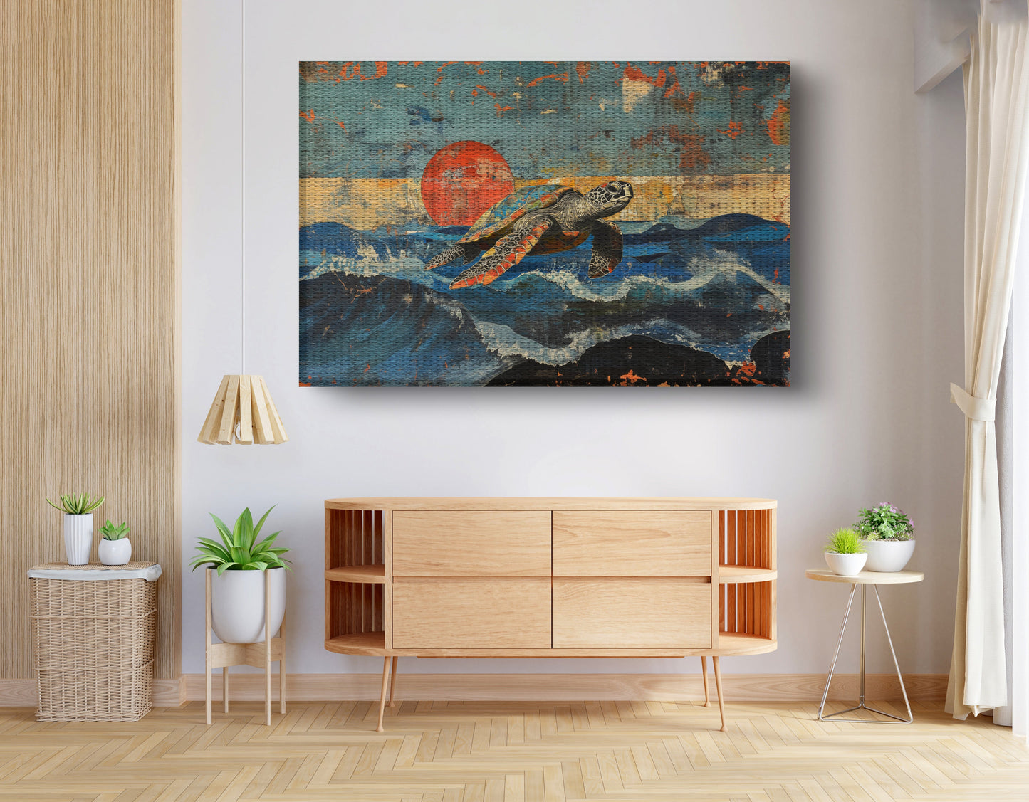 Sea Turtle Sunset Ocean Caribbean wall art view 14