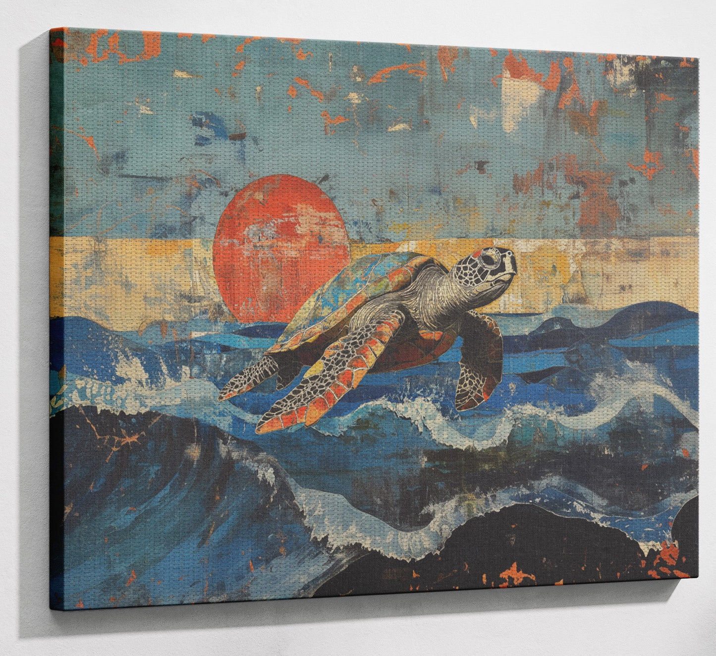 Sea Turtle Sunset Ocean Caribbean wall art view 13