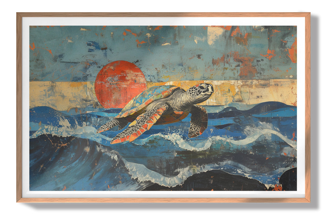 Sea Turtle Sunset Ocean Caribbean wall art view 79