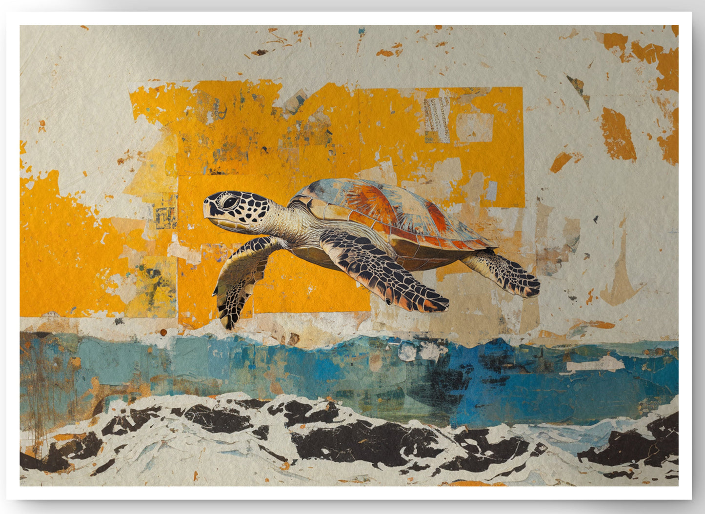 Sea Turtle Coastal Caribbean wall art canvas print by MoomZee Artwork