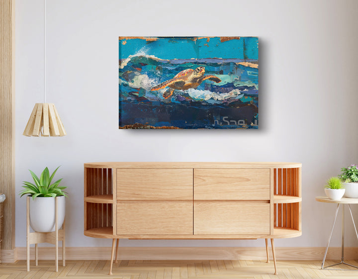 Sea Turtle Blue Ocean Wall Art