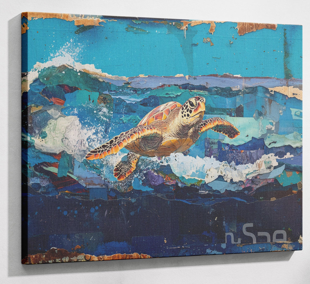 Sea Turtle Blue Ocean Wall Art
