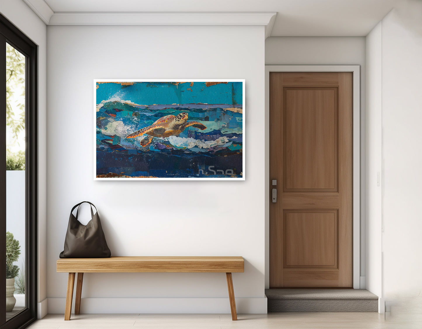 Sea Turtle Blue Ocean Caribbean wall art home decor view