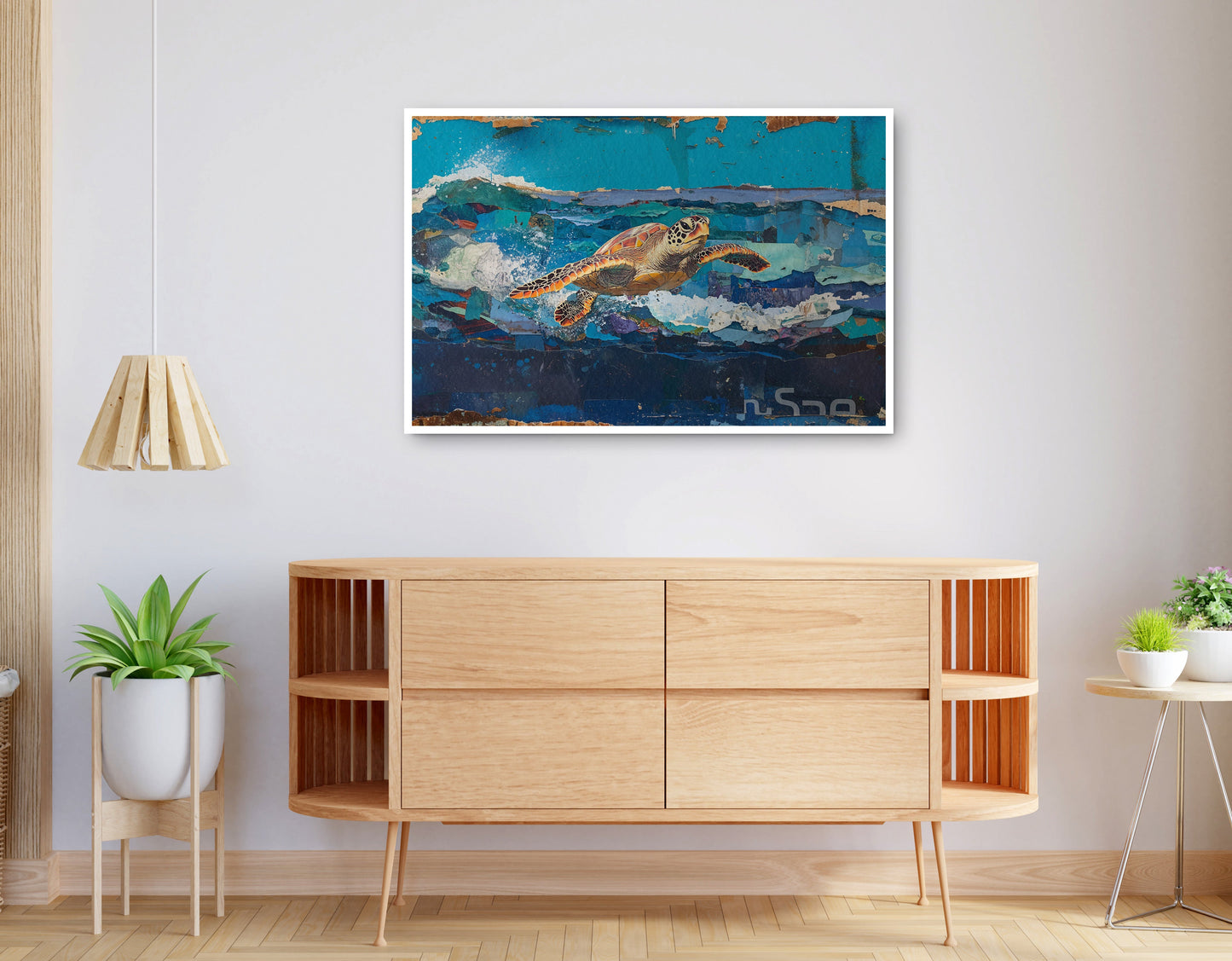 Alternate view of Sea Turtle Blue Ocean Caribbean wall art canvas print