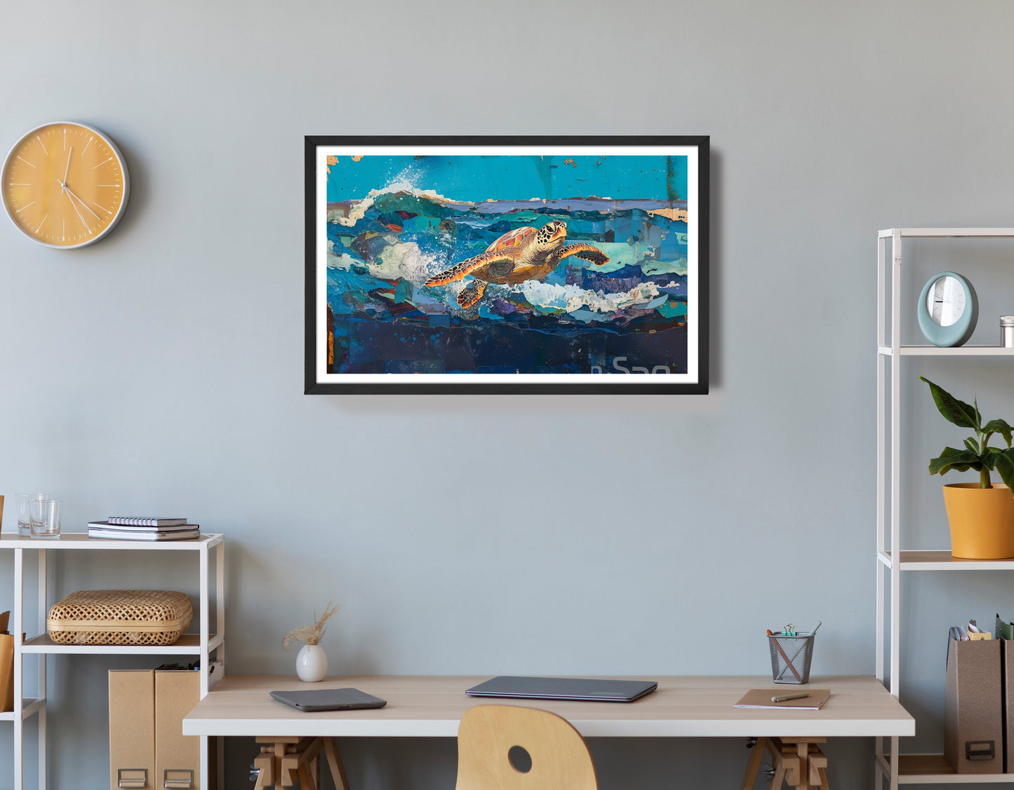 Sea Turtle Blue Ocean Caribbean wall art view 72