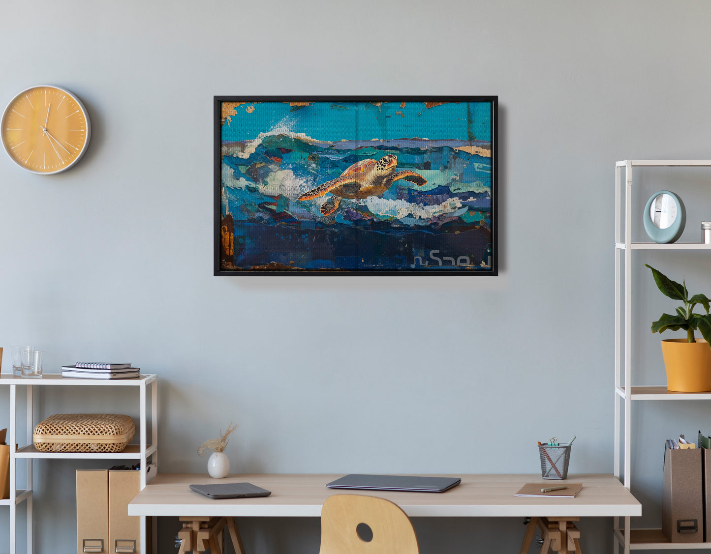 Sea Turtle Blue Ocean Caribbean wall art view 30