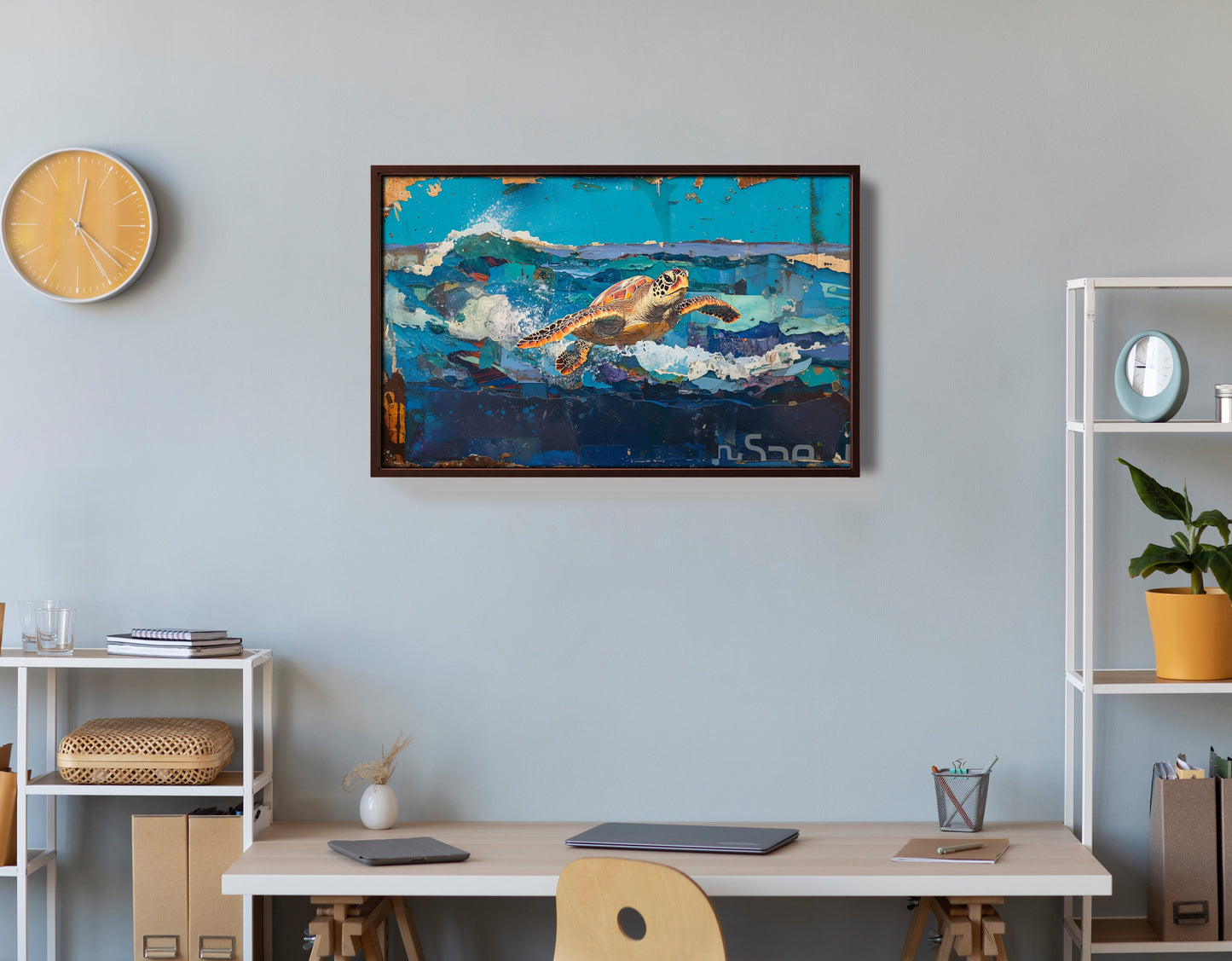 Sea Turtle Blue Ocean Caribbean wall art view 36