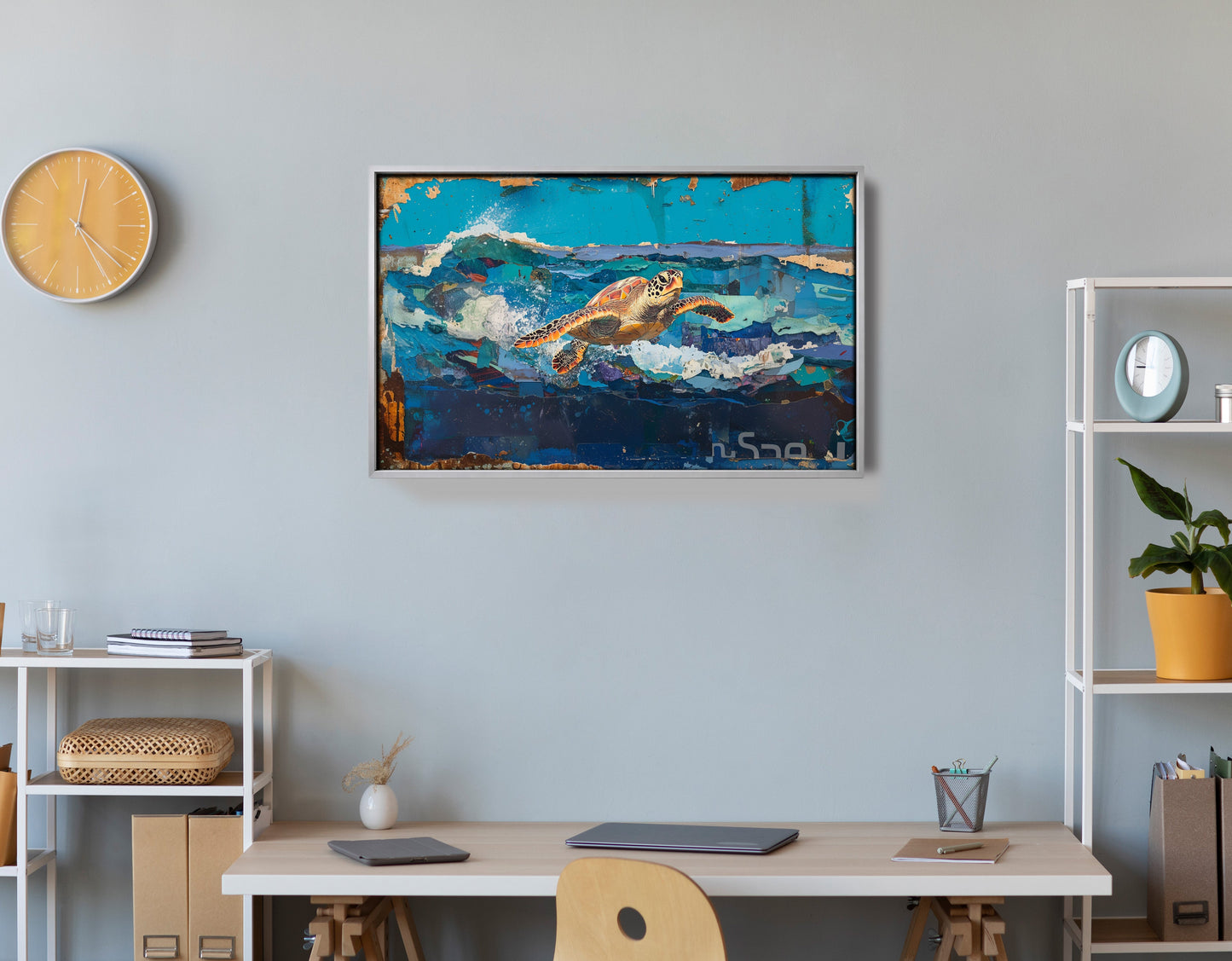 Sea Turtle Blue Ocean Caribbean wall art view 60