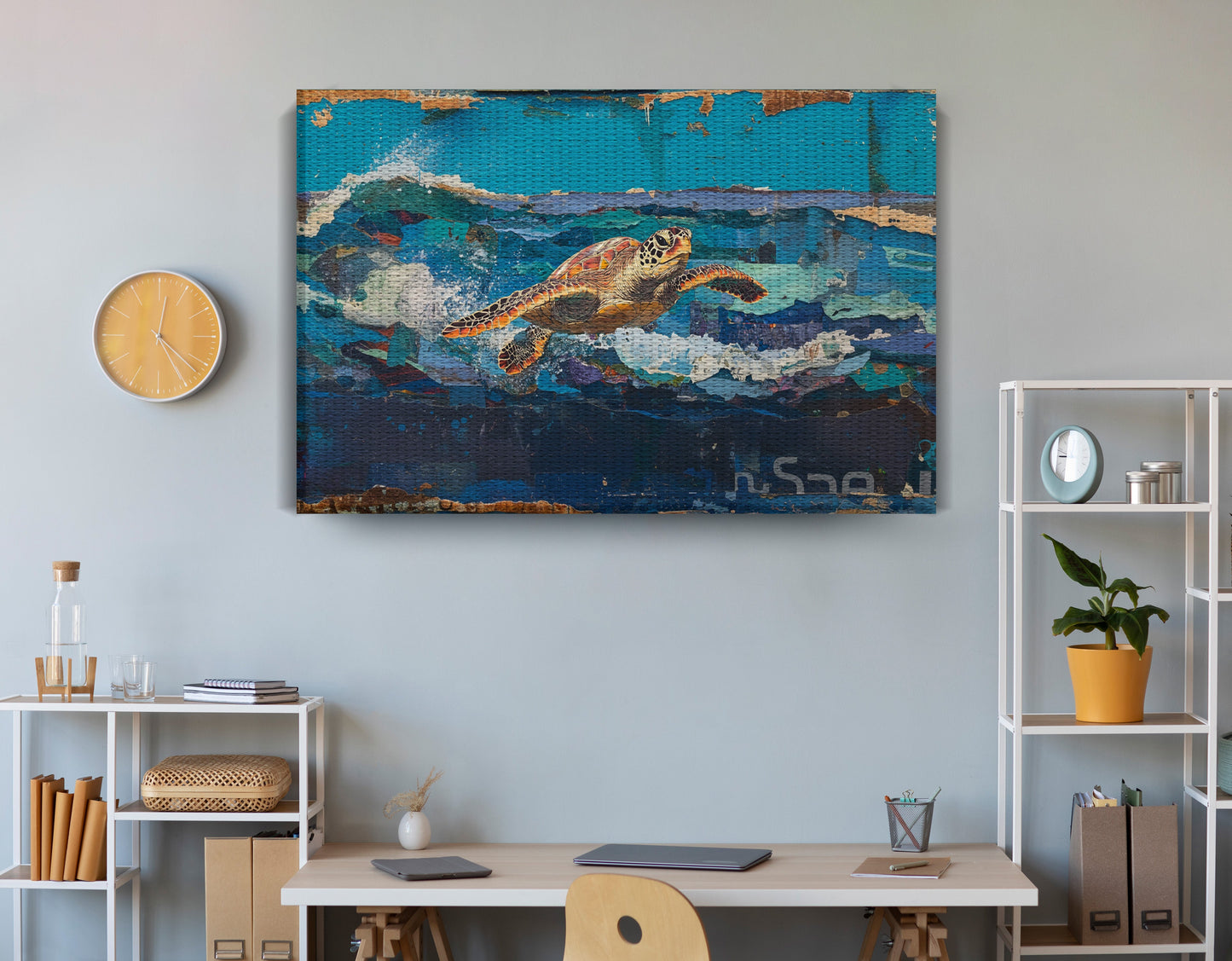 Sea Turtle Blue Ocean Caribbean wall art view 18