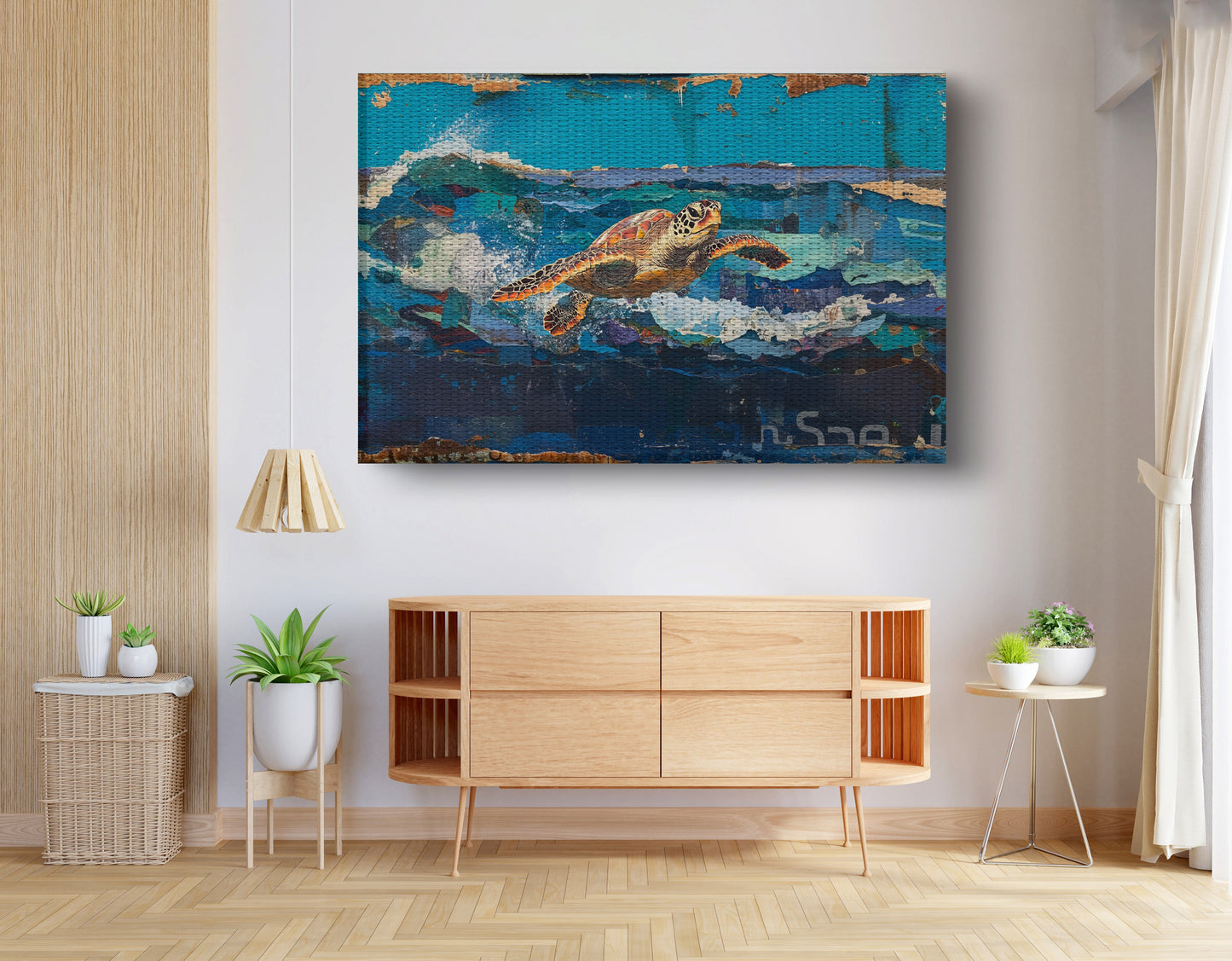 Sea Turtle Blue Ocean Caribbean wall art view 14