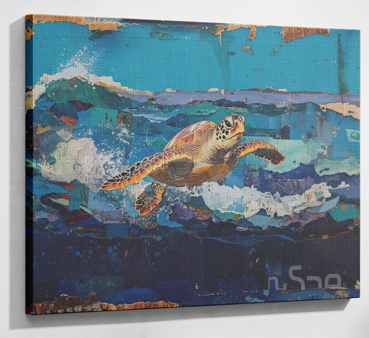 Sea Turtle Blue Ocean Caribbean wall art view 13