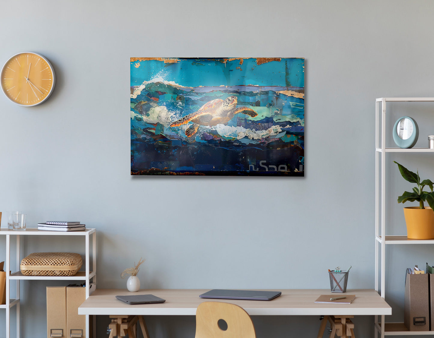 Sea Turtle Blue Ocean Caribbean wall art view 24