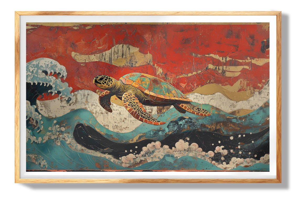 Sea Turtle Ocean Black Caribbean wall art view 73