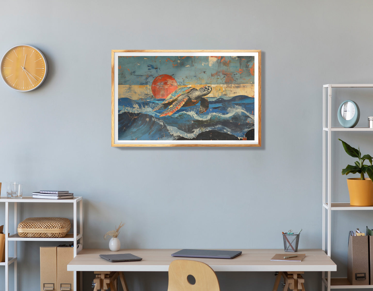 Sea Turtle Blue Ocean Caribbean wall art view 78