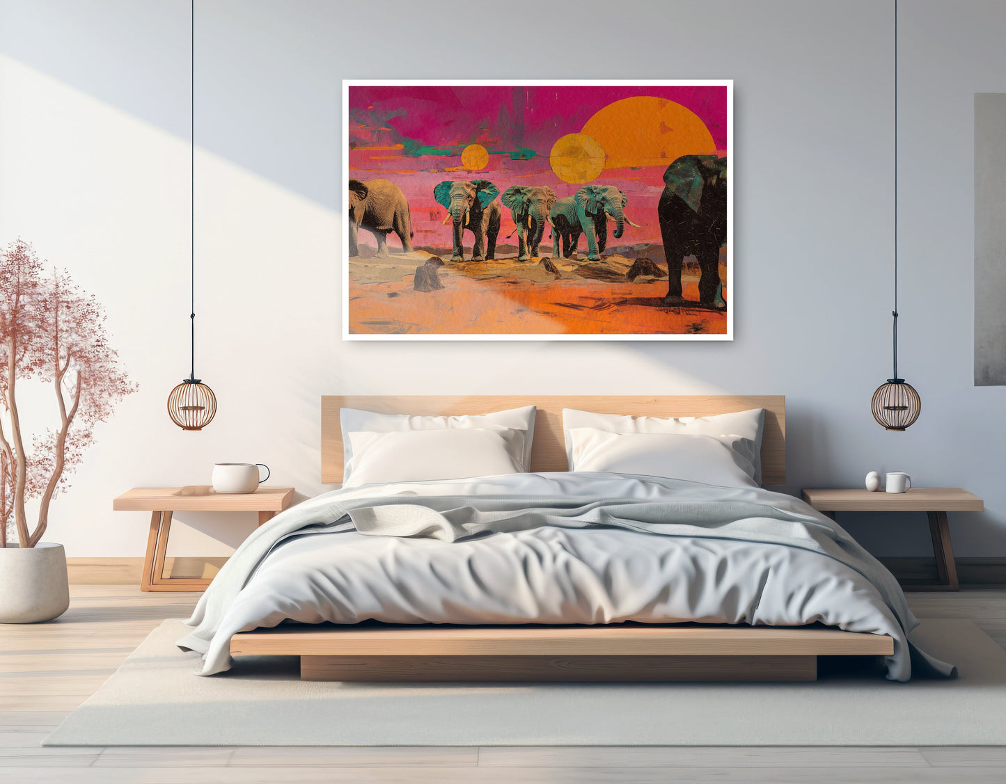 Elephant Sunset Safari Black African American canvas print artwork view