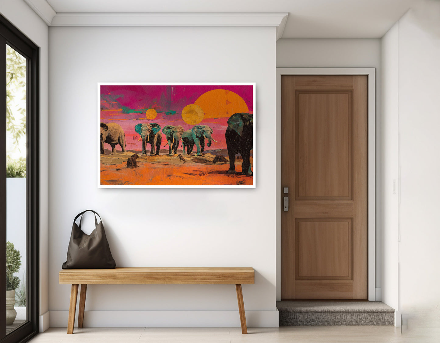 Elephant Sunset Safari Black African American canvas print home decor view