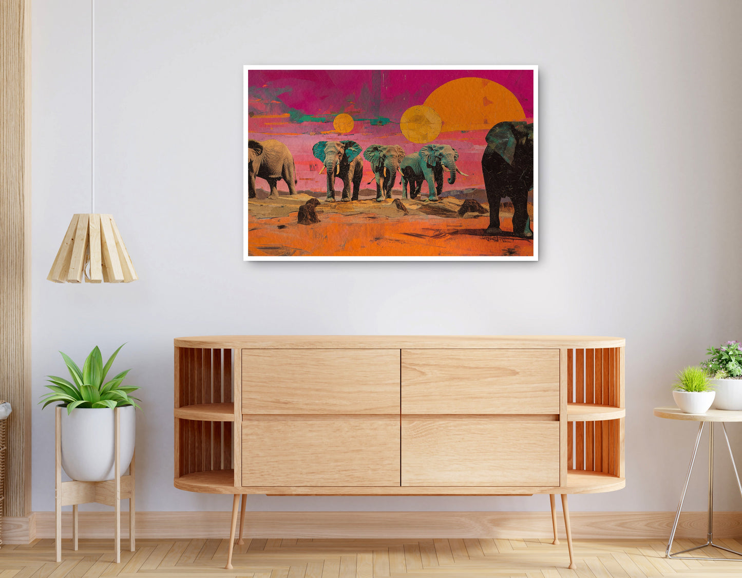 Alternate view of Elephant Sunset Safari Black African American canvas print