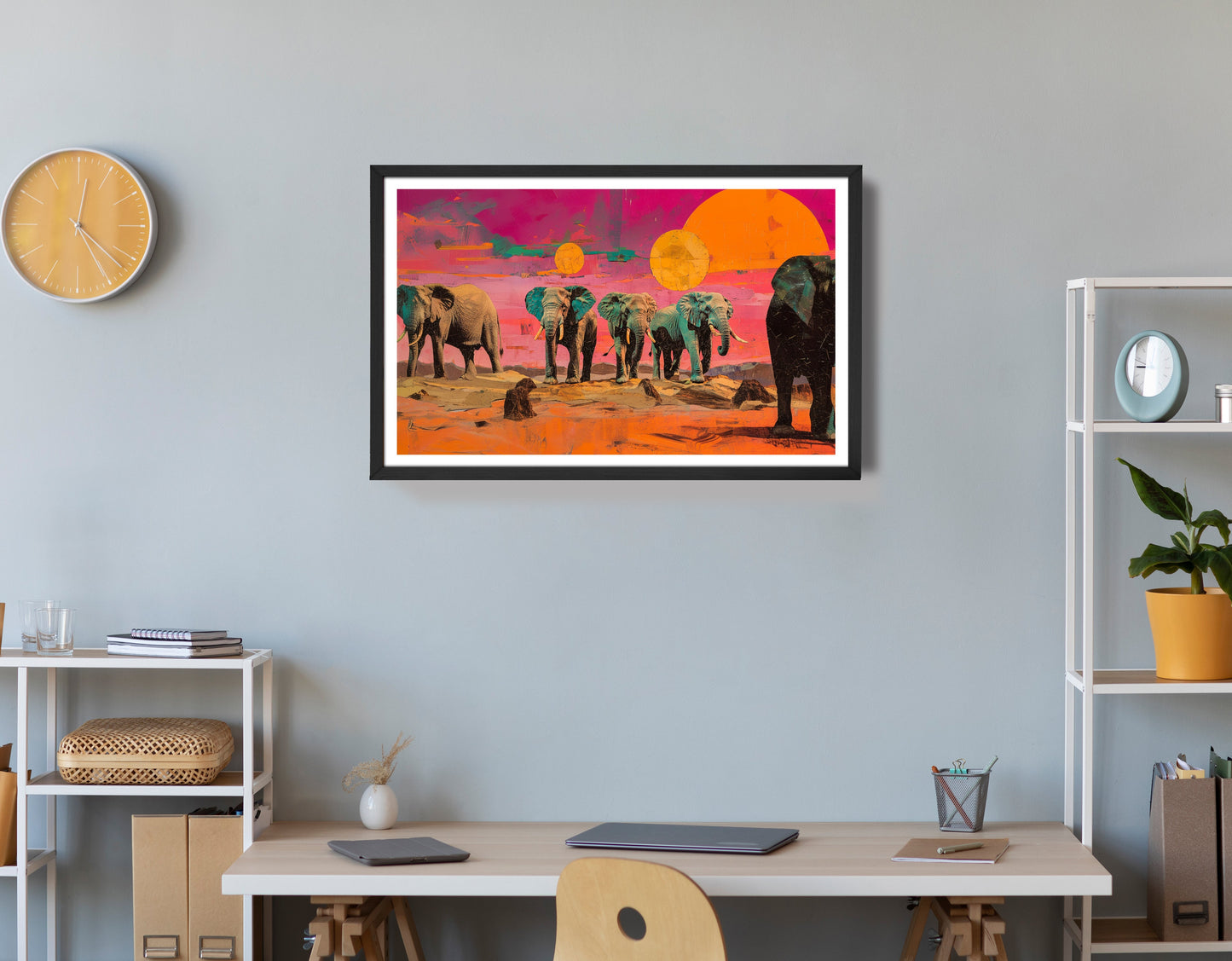 Elephant Sunset Safari Black African American canvas print view 72