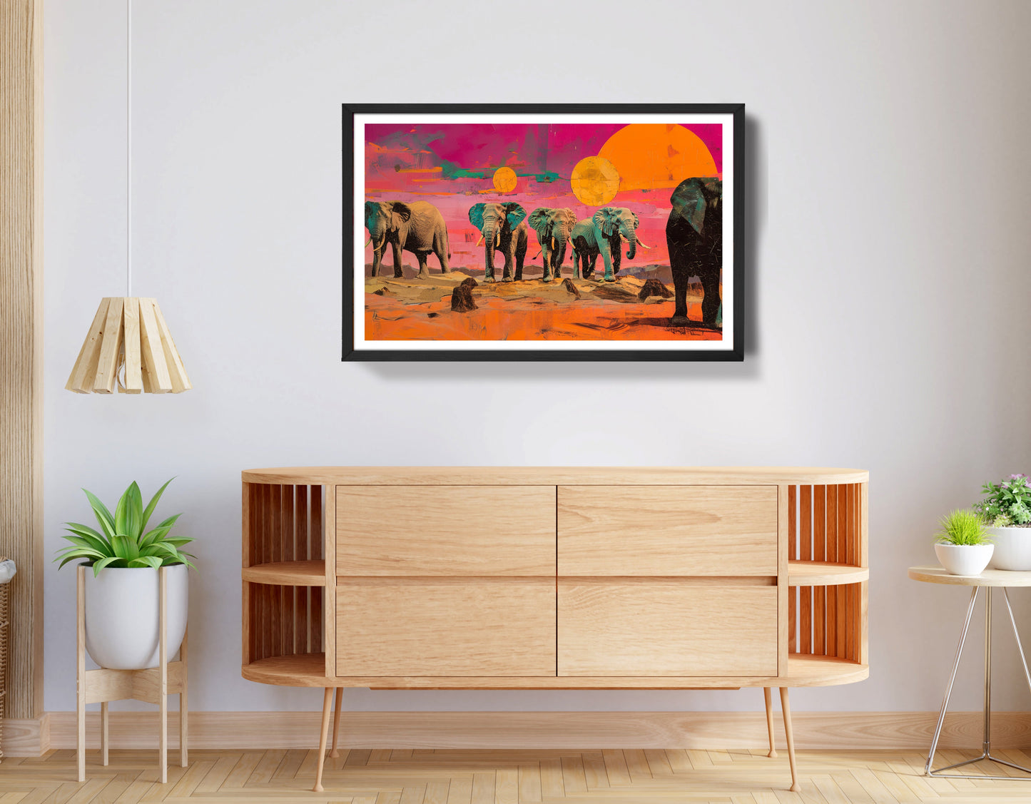 Elephant Sunset Safari Black African American canvas print view 68
