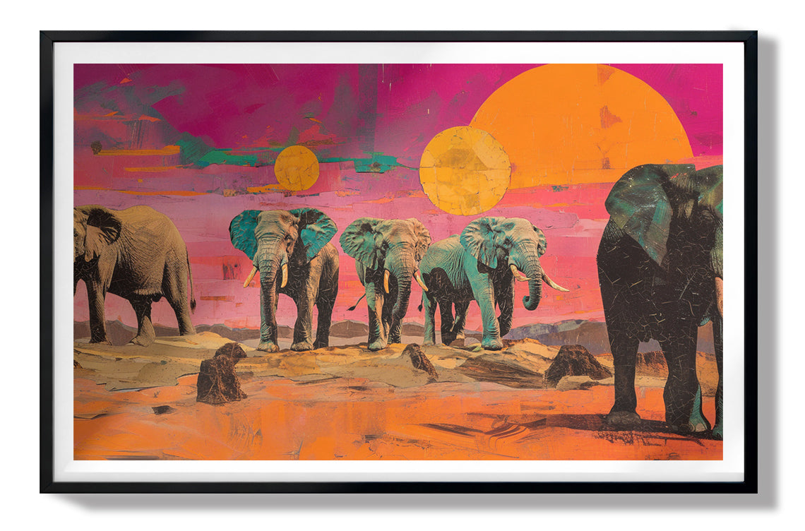 Elephant Sunset Safari Black African American canvas print view 67