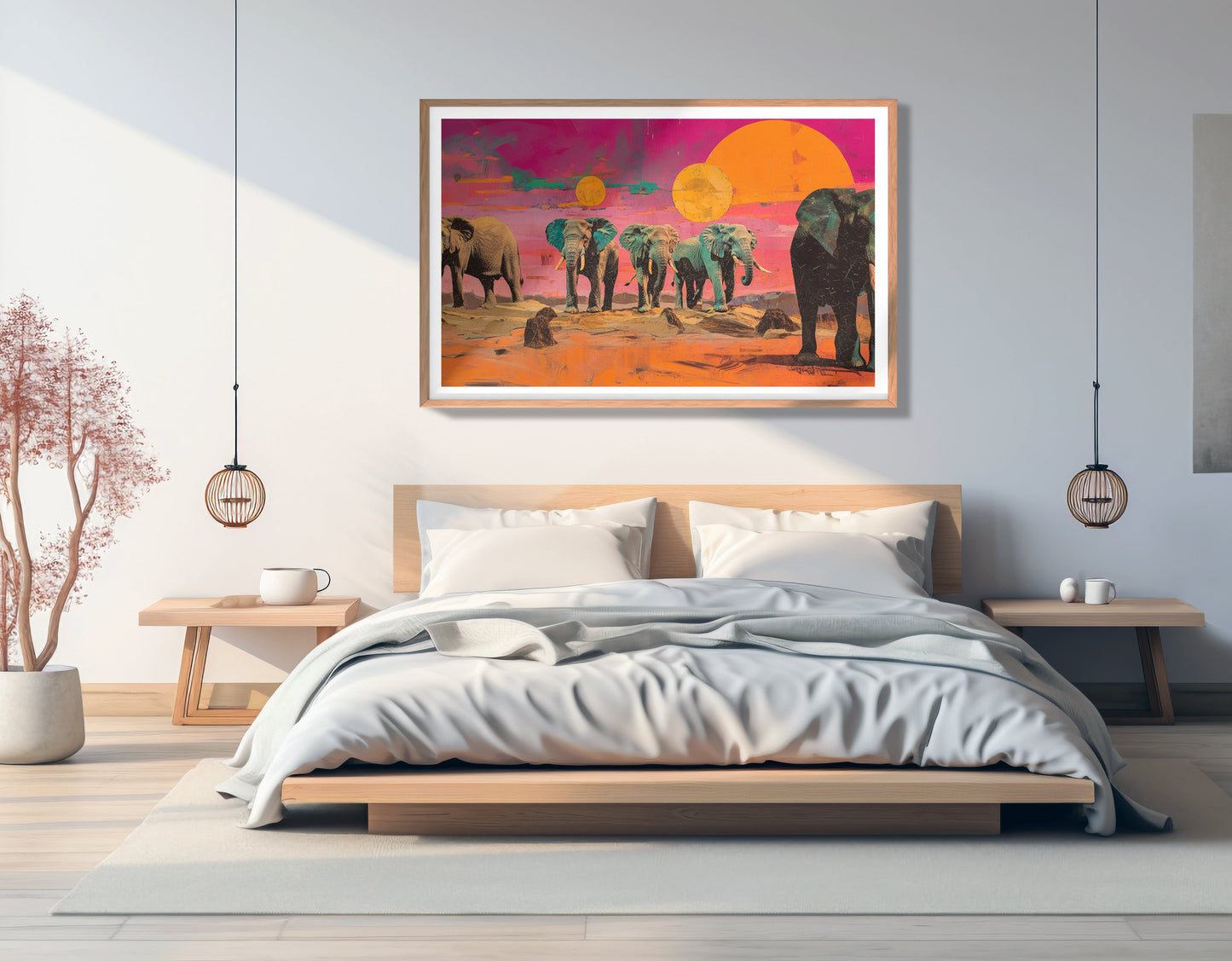 Elephant Sunset Safari Black African American canvas print view 81