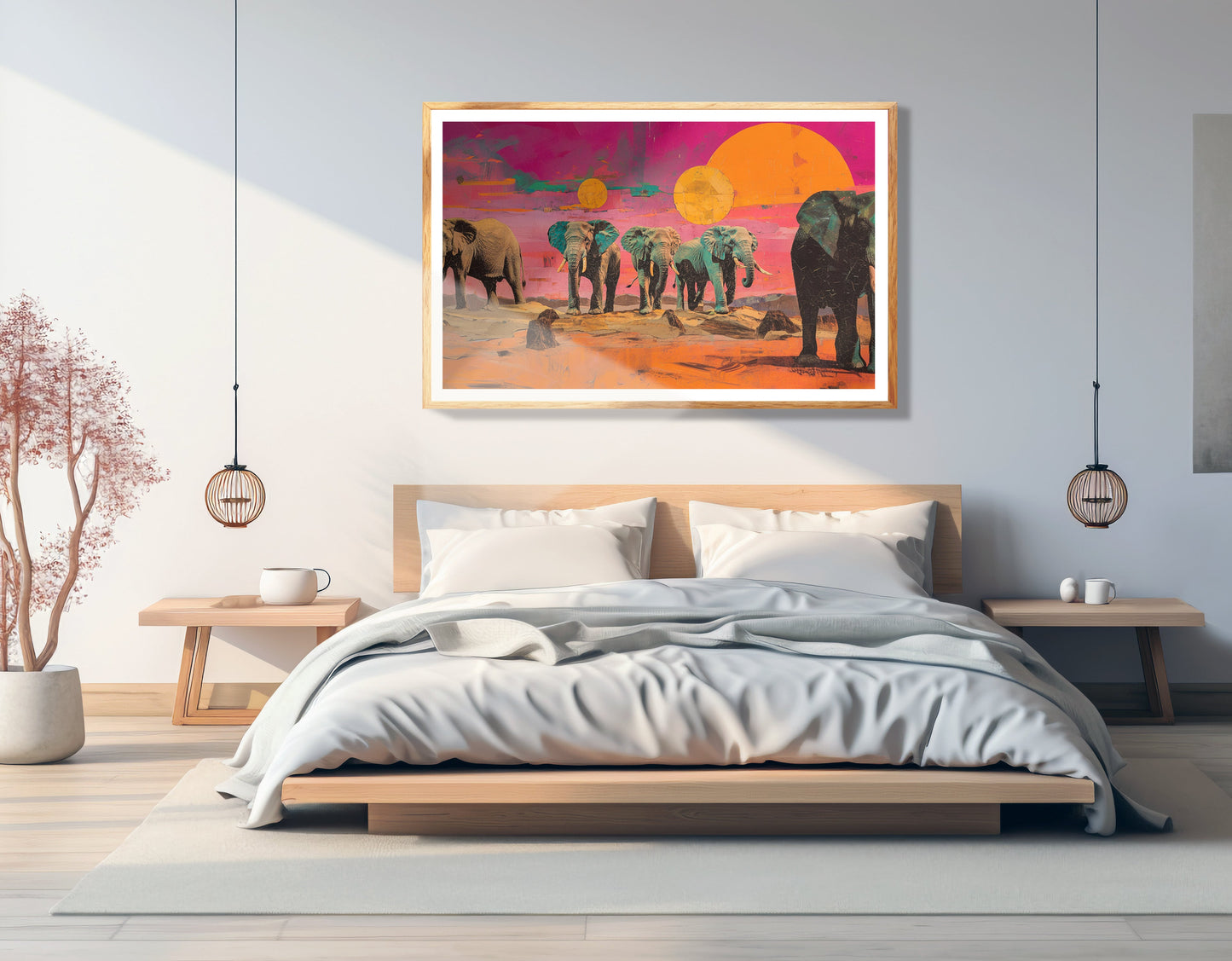 Elephant Sunset Safari Black African American canvas print view 75