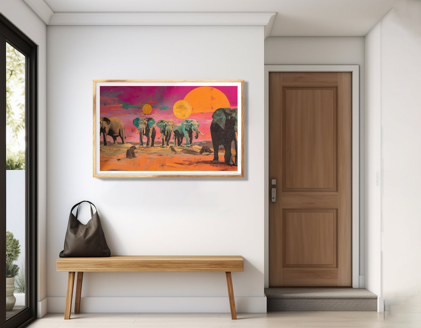 Elephant Sunset Safari Black African American canvas print view 77