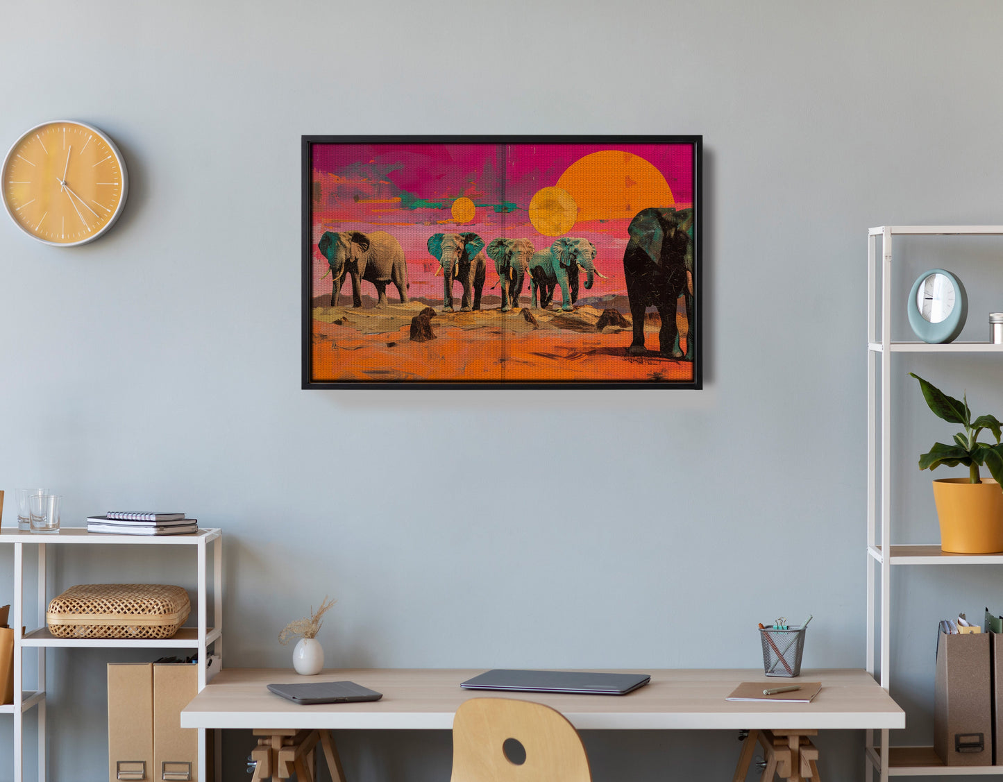 Elephant Sunset Safari Black African American canvas print view 30