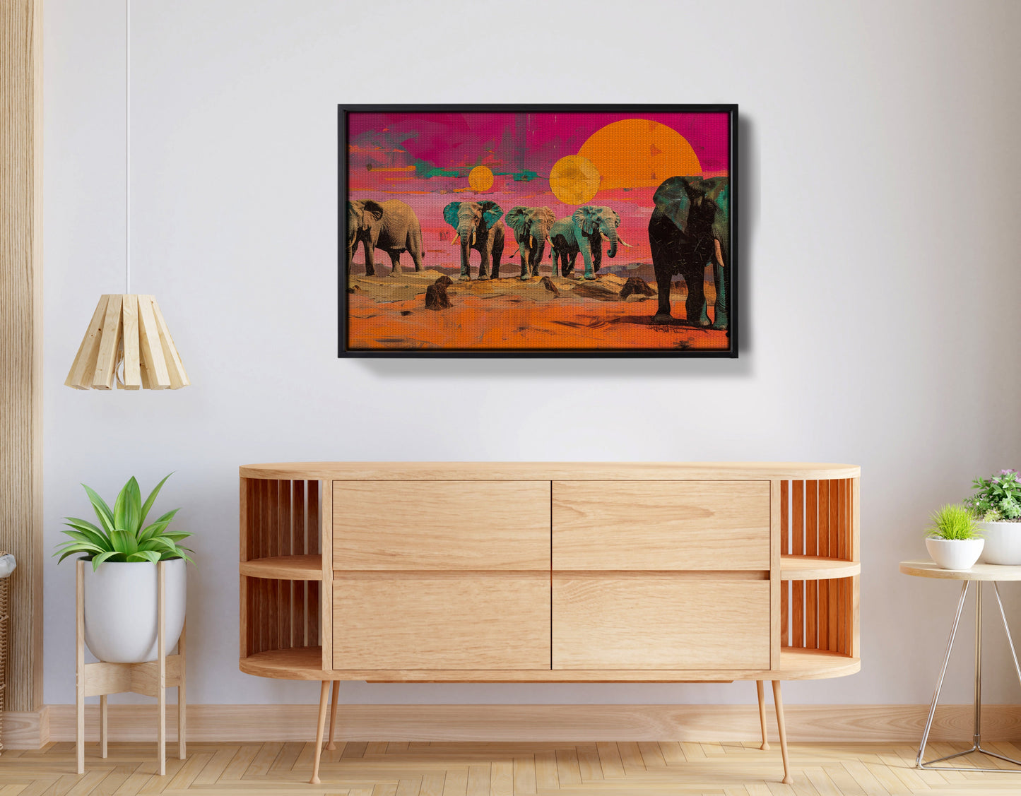 Elephant Sunset Safari Black African American canvas print view 26