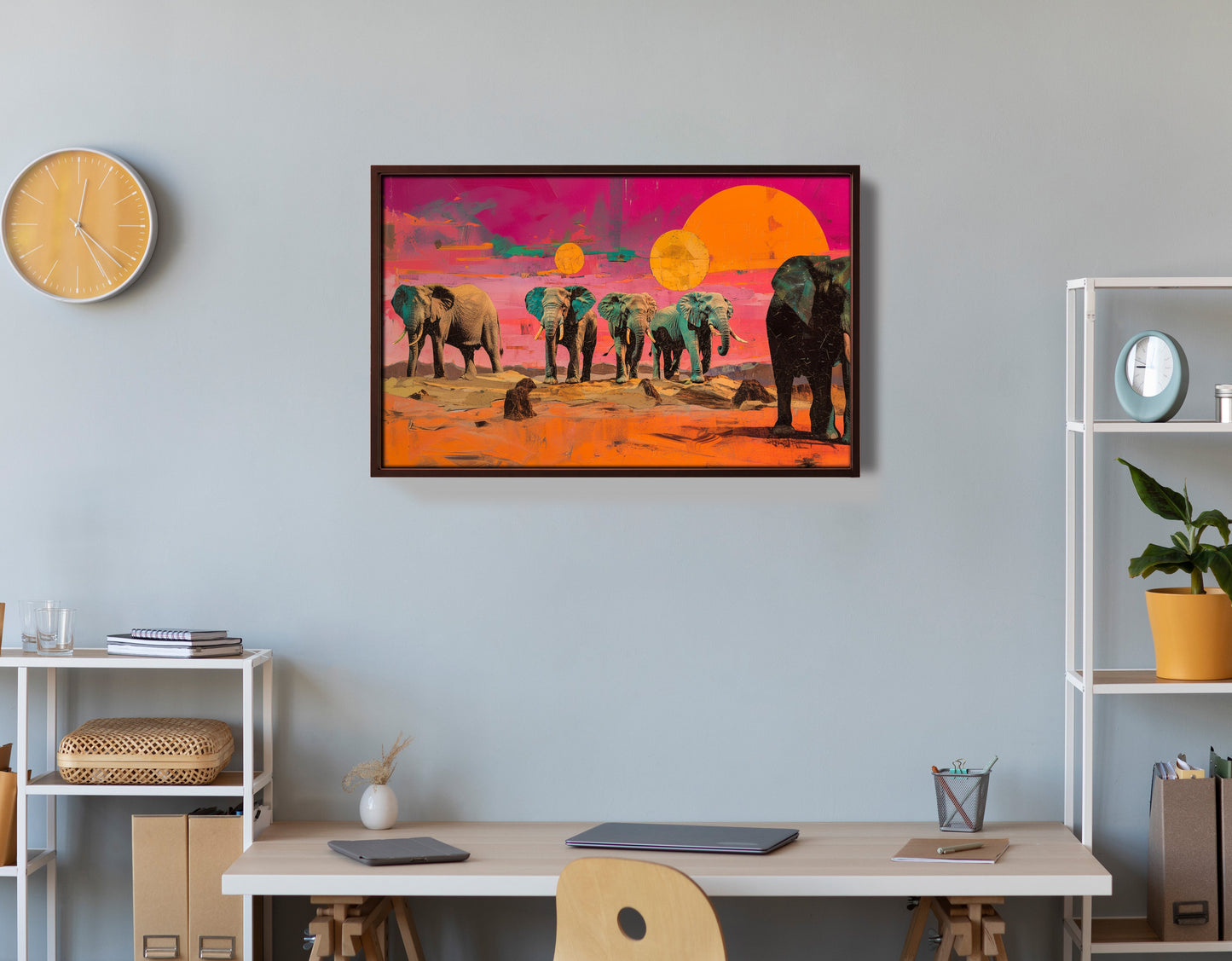 Elephant Sunset Safari Black African American canvas print view 36