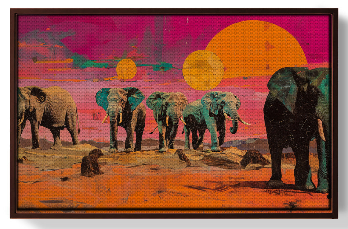 Elephant Sunset Safari Black African American canvas print view 31