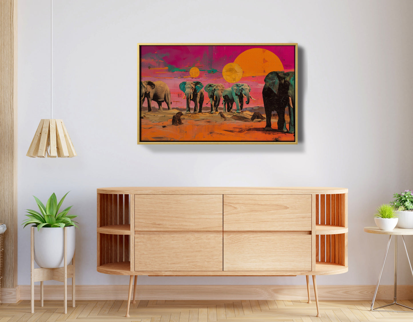 Elephant Sunset Safari Black African American canvas print view 38