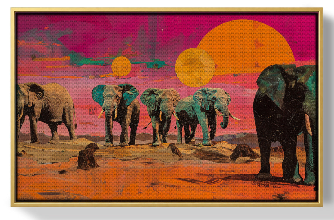 Elephant Sunset Safari Black African American canvas print view 37
