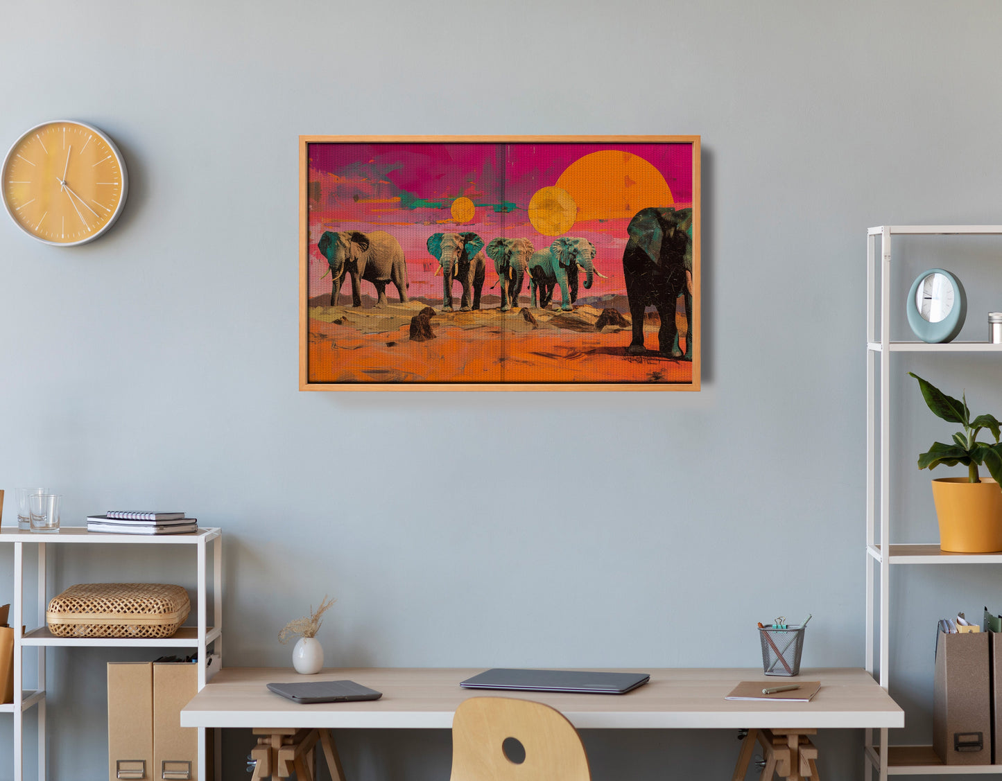 Elephant Sunset Safari Black African American canvas print view 48