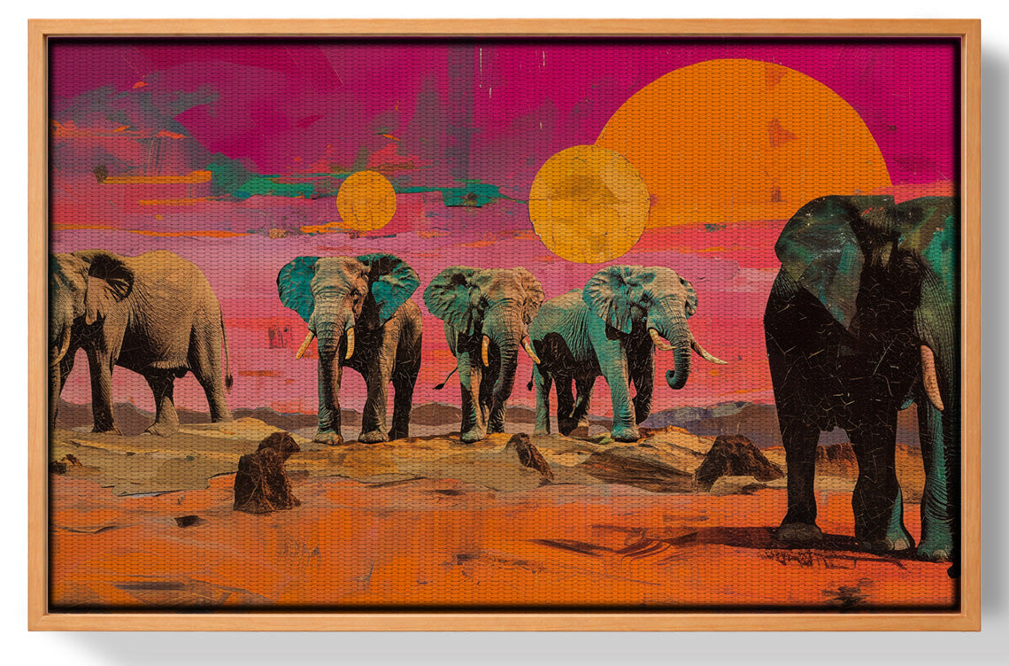 Elephant Sunset Safari Black African American canvas print view 43
