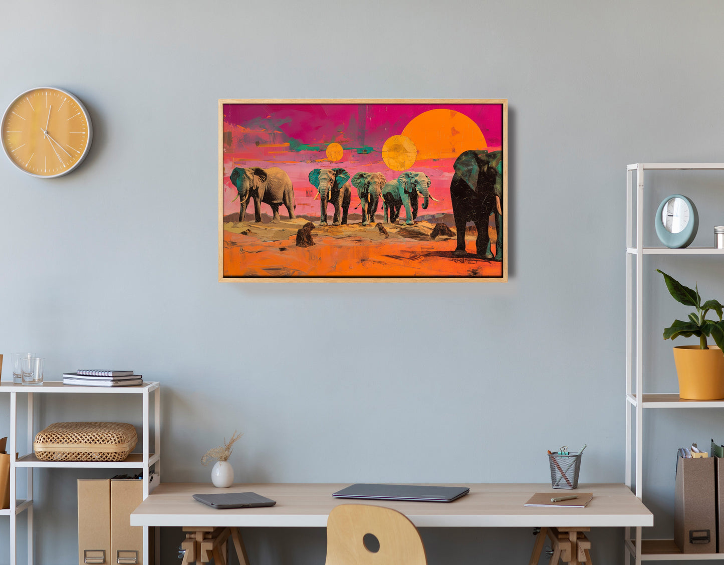 Elephant Sunset Safari Black African American canvas print view 54