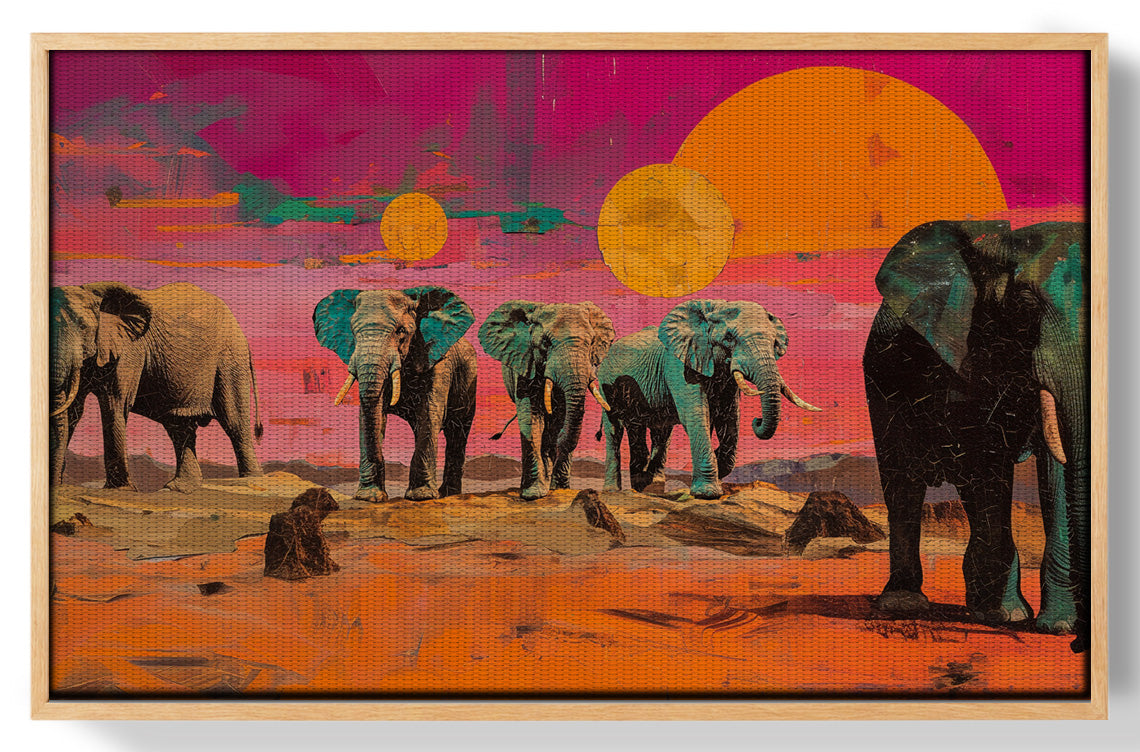 Elephant Sunset Safari Black African American canvas print view 49