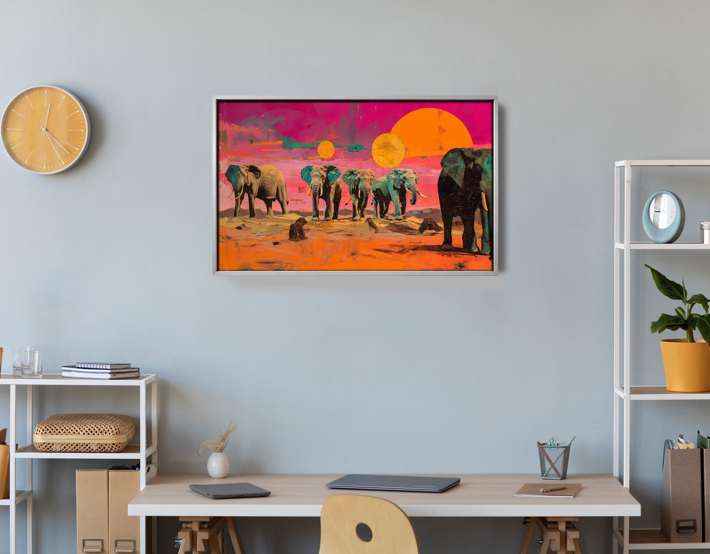 Elephant Sunset Safari Black African American canvas print view 60