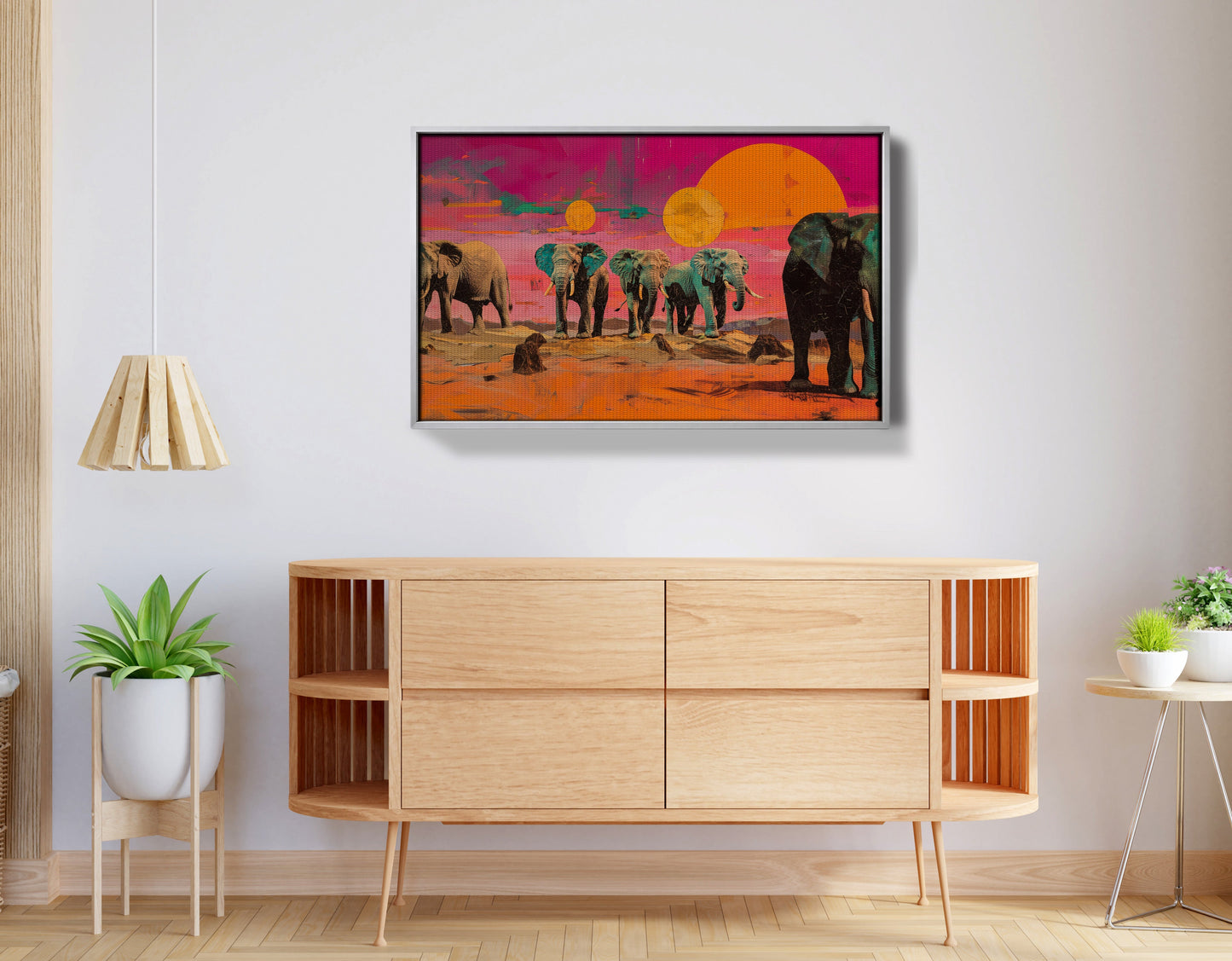 Elephant Sunset Safari Black African American canvas print view 56