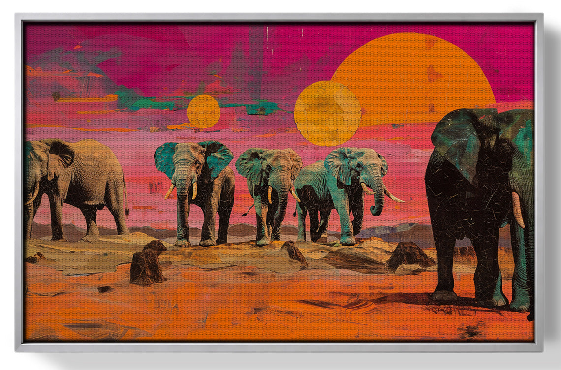 Elephant Sunset Safari Black African American canvas print view 55