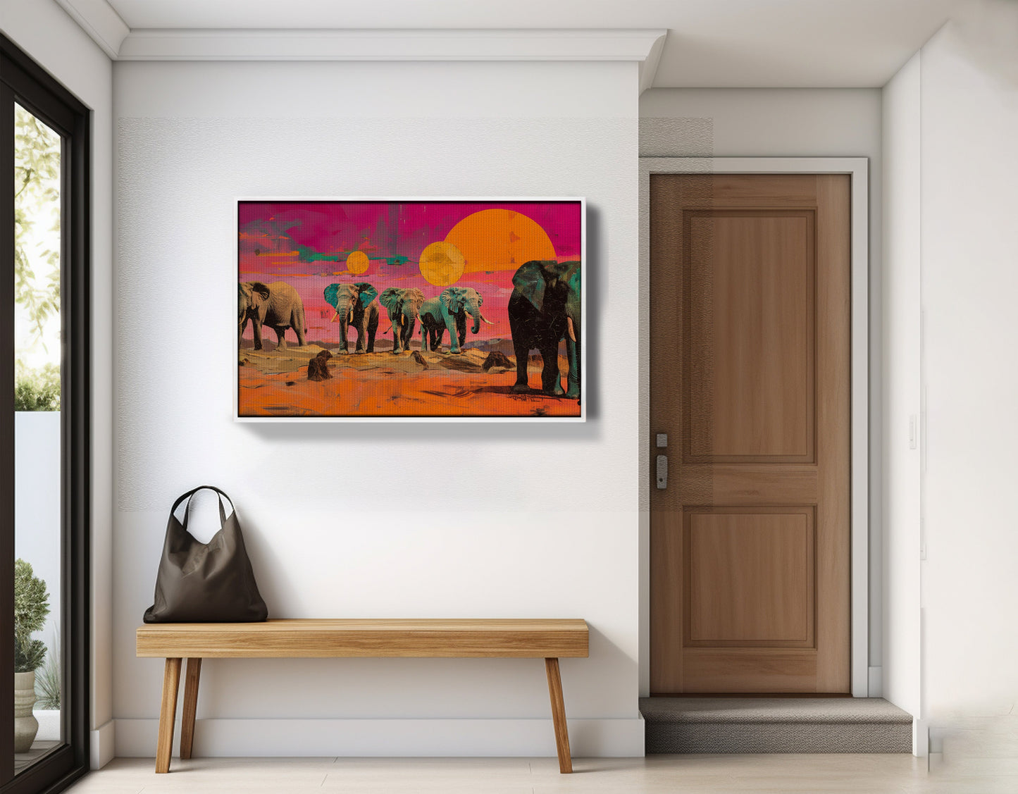 Elephant Sunset Safari Black African American canvas print view 65