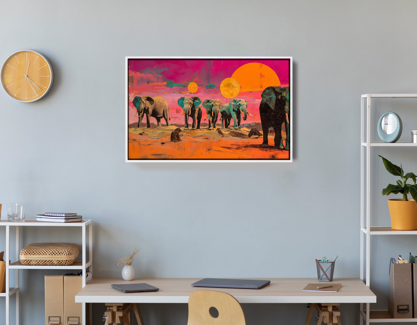 Elephant Sunset Safari Black African American canvas print view 66