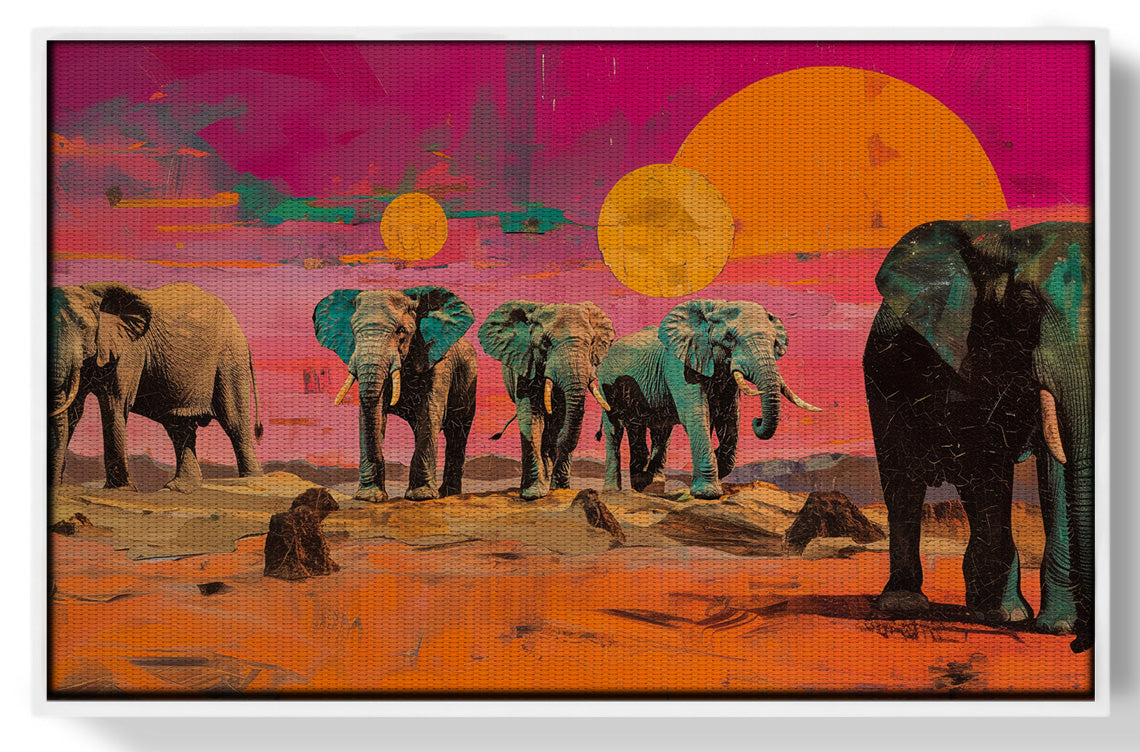 Elephant Sunset Safari Black African American canvas print view 61