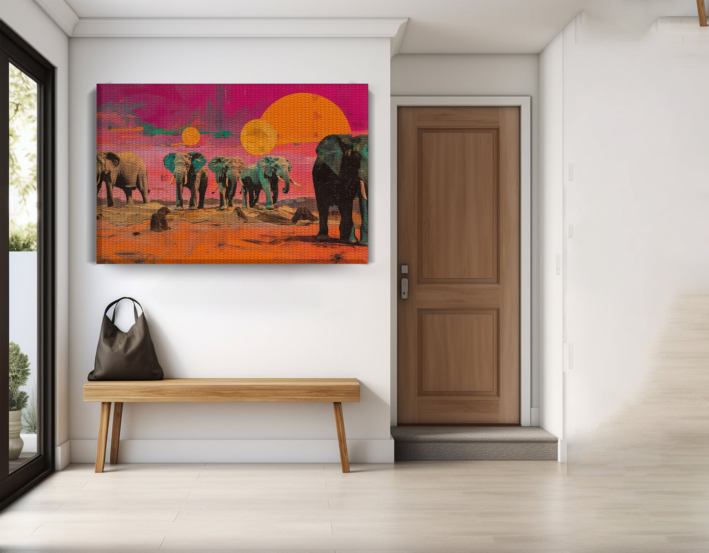Elephant Sunset Safari Black African American canvas print view 17
