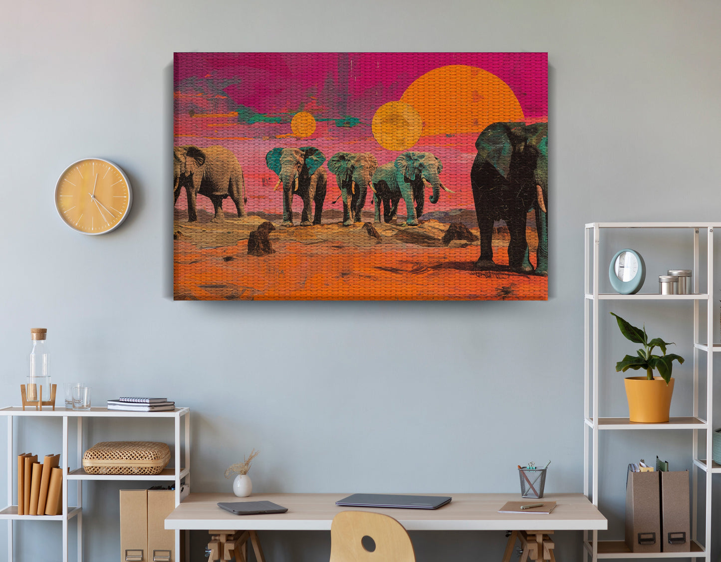 Elephant Sunset Safari Black African American canvas print view 18