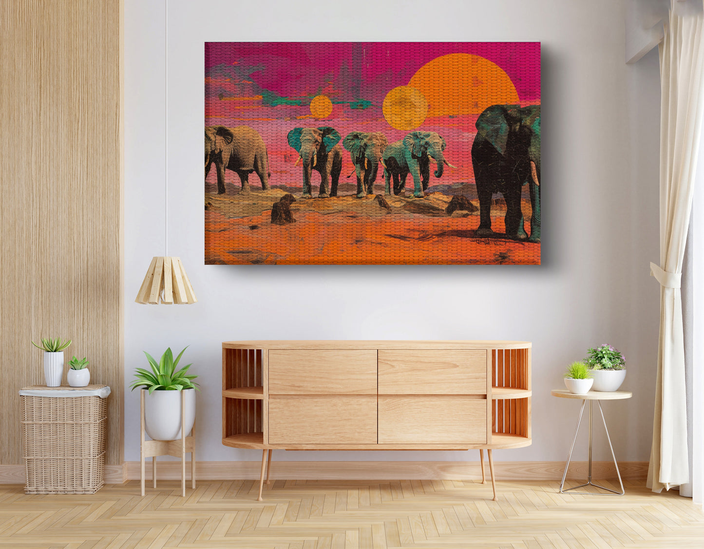 Elephant Sunset Safari Black African American canvas print view 14
