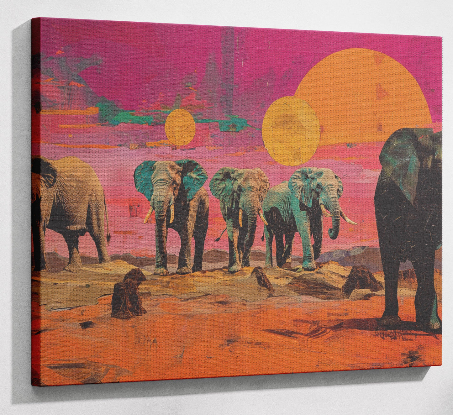 Elephant Sunset Safari Black African American canvas print view 13