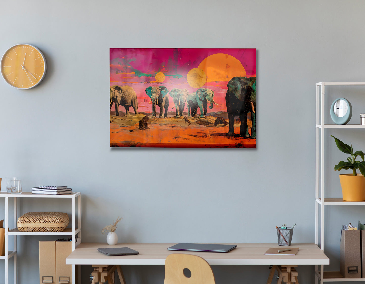 Elephant Sunset Safari Black African American canvas print view 24