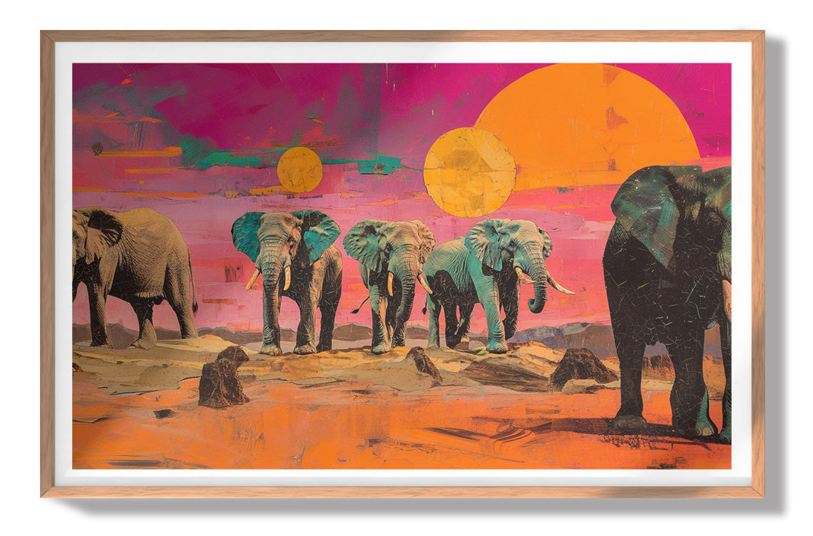 Elephant Sunset Safari Black African American canvas print view 79